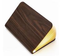 VORRINC LED Livre Lampes Pliante Rechargeable par USB, lumière LED magnétique en bois avec Batterie Lithium en Bois en Papier DuPont Veilleuse Lampe de chevet, Couleur Noyer (22x16x2.5cm)
