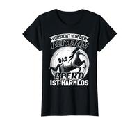 Vorsicht vor Der Reiterin Das Pferd ist Harmlos - Chevaux T-Shirt Graphique avec Valeur, Femme, Noir, L