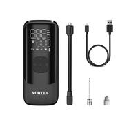 Vortex AIR SAVER - Compresseur d’Air Portatif 150 PSI avec Powerbank 4000 mAh et Lampe LED, 5 Modes (Voiture, Moto, Vélo, Ballon), Arrêt Automatique, Écran Digital, Accessoires Inclus
