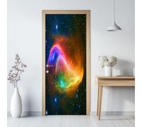 Vortex De Nébuleuse Spatiale Fantastique Sticker Porte Trompe l'oeil Effect 3D Intérieure Muraux PVC Stickers pour Décoration Mur Salon Cuisine Chambre Salle de Bain Papier Peint, 80 x 200 cm, Couleur