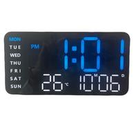 Vortex Horloge numérique noire 6659, grand écran LED, affiche l'heure, la date et la température, veilleuse, réglage automatique de la luminosité, horloge numérique LED pour montage mural ou comme