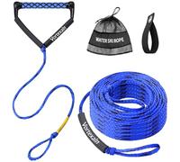 Vortexain Corde de Wakeboard avec poignée, 22,9 m, 2 sections flottantes, bleu et noir, ligne de remorquage à 16 brins avec poignée en EVA pour sports nautiques, ski, wakesurf, planche à réveil, surf