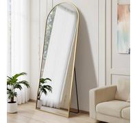 Vortisys 160 x 50cm Miroir sur Pied, Miroir Arqué sur Pied à Poser au Sol, Cadre en Alliage d’Aluminium, Verre Trempé, Design Arche pour Chambre, Salon et Entrée