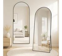 Vortisys Grand Miroir sur Pied 165 x 60cm, Miroir Arqué sur Pied à Poser au Sol, Cadre en Alliage d’Aluminium, Design Arche pour Chambre, Salon et Entrée