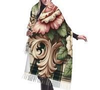 Vortithora 190 x 68,6 cm - Motif floral - Motif baroque - Châle d'hiver chaud pour femme avec franges - Imprimé sur un seul côté - Écharpe confortable pour temps froid