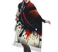Vortithora 190 x 68 cm Basketball-Energy-Motion Châle d'hiver chaud pour femme avec franges à pompons, couverture confortable imprimée sur un seul côté pour temps froid