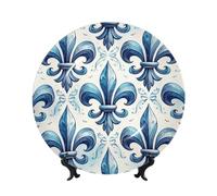 Vortithora Aquarelle bleue fleur de lys 25,4 cm assiette décorative avec support, plaque murale élégante pour décoration d'intérieur