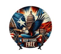 Vortithora Assiette décorative avec support - Drapeau américain du Texas - 25,4 cm - Élégante plaque murale pour décoration d'intérieur