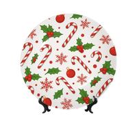 Vortithora Assiette décorative de Noël en sucre d'orge de flocon de neige de 25,4 cm avec support, élégante assiette murale pour décoration d'intérieur