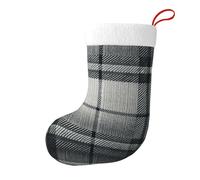 Vortithora Bas de Noël double face en peluche à motif tartan gris, décoration de cheminée de vacances pour cadeaux de famille