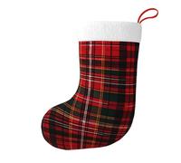 Vortithora Bas de Noël double face en peluche à motif tartan rouge, décoration de cheminée de vacances pour cadeaux de famille