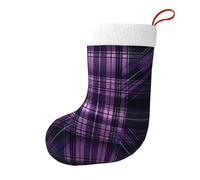 Vortithora Beaux bas de Noël en peluche tartan double face, décoration de cheminée de vacances pour cadeaux de famille