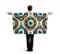 Vortithora Cape de drapeau des talismans contre le mauvais œil avec manches pour adultes, cape de drapeau portable en polyester, cape légère pour fans de sport, pour les jours de jeu, les fêtes de bar