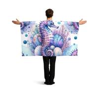 Vortithora Cape de drapeau d'hippocampe avec manches pour adultes, cape portable en polyester, cape légère pour fans de sport, pour les jours de jeu, les fêtes de bar et les célébrations de rue