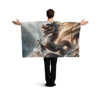 Vortithora Cape de drapeau dragon mystique puissante avec manches pour adultes, cape de drapeau portable en polyester, cape légère pour fans de sport pour les jours de jeu, les fêtes de bar et les