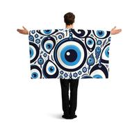 Vortithora Cape de drapeau grec-turque-mauvais œil avec manches pour adultes, cape de drapeau portable en polyester, cape légère pour fans de sport, pour les jours de jeu, les fêtes de bar et les