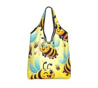 Vortithora Cartoon-Bee-Joy Sac de courses réutilisable et imperméable