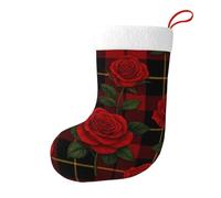 Vortithora Chaussettes de Noël double face en peluche motif tartan rose pour décoration de cheminée pour cadeaux de famille