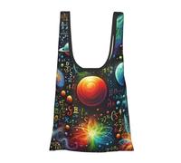Vortithora Colorful-Math-Equation-Planets Sac de courses pliable réutilisable Sac d'épicerie portable pour un usage quotidien