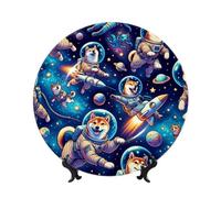 Vortithora Cosmic-Shiba-Journey Assiette décorative de 25,4 cm avec support, assiette murale élégante pour décoration d'intérieur