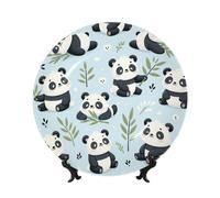 Vortithora Cute-Cartoon-Panda-Bear Assiette décorative de 25,4 cm avec support, assiette murale élégante pour décoration d'intérieur