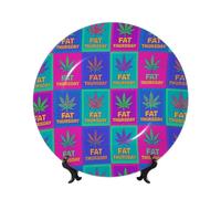 Vortithora Fat Thursday Assiette décorative avec support Motif feuille néon 25,4 cm