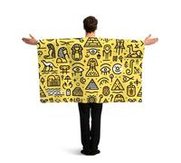 Vortithora Gold-Horus-Pharaons - Cape drapeau égyptien avec manches pour adultes, cape de drapeau portable en polyester, cape légère pour fans de sport, pour les jours de jeu, les fêtes de bar et les