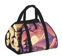 Vortithora Grand sac de transport Tranquil-Cherry Blossoms pour bois de chauffage, tissu Oxford 600D avec poignées renforcées, sac de transport à bois ouvert pour cheminée, poêle à bois, camping et