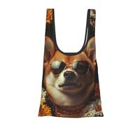 Vortithora Hipster-Shiba-Inu-Daisy Sac à provisions pliable réutilisable Sac d'épicerie portable pour un usage quotidien