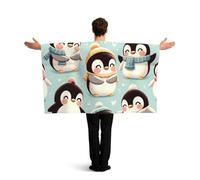 Vortithora Jolie cape de drapeau empereur-pingouin avec manches pour adultes, cape de drapeau portable en polyester, cape légère pour fans de sport, pour les jours de jeu, les fêtes de bar et les