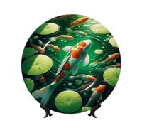Vortithora Koi-Fish - Assiette décorative pour bassin à eau - 25,4 cm - Avec support - Élégante plaque murale pour décoration d'intérieur