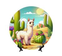 Vortithora Llama-Cactus-Nature Assiette décorative de 25,4 cm avec support, élégante assiette murale pour décoration d'intérieur