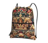 Vortithora Outdoor Egyptian-Sphinx Sac à dos décontracté avec cordon de serrage poche zippée Sac de sport à cordon pour salle de sport et usage quotidien