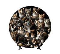Vortithora Petite assiette décorative avec support pour décoration d'intérieur Motif chat et chien 25,4 cm