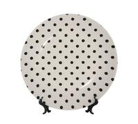Vortithora Petite assiette décorative noire à pois de 25,4 cm avec support, élégante assiette murale pour décoration d'intérieur