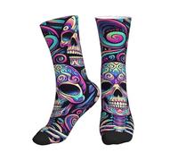 Vortithora Psychedelic-Skulls-Death Athletic Crew Chaussettes pour homme et femme Chaussettes de sport confortables Convient aux pointures 36-45 pour l'entraînement quotidien