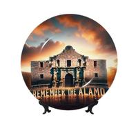 Vortithora Remember-The-Alamo-Texas Assiette décorative de 25,4 cm avec support, élégante assiette murale pour décoration d'intérieur