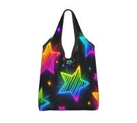 Vortithora Sac à provisions pliable avec étoiles lumineuses et réutilisables, sac de courses étanche