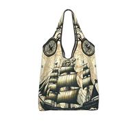 Vortithora Sac à provisions pliable et imperméable à l'eau, motif voiliers, roues de bateau