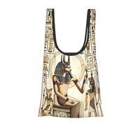 Vortithora Sac à provisions pliable réutilisable avec hiéroglyphes égyptiens anciens pour un usage quotidien