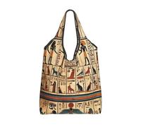 Vortithora Sac à provisions pliable réutilisable Motif peintures murales égyptiennes anciennes pharaons