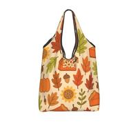 Vortithora Sac à provisions pliable réutilisable pour Thanksgiving et tarte à la citrouille