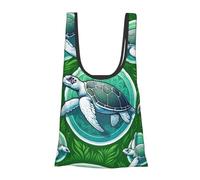 Vortithora Sac à provisions pliable réutilisable vert tortue de mer, sac d'épicerie portable pour usage quotidien