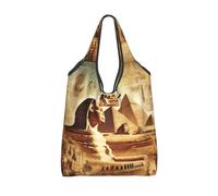 Vortithora Sac de courses pliable et réutilisable en forme de pyramides de sphinx égyptienne antique