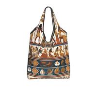 Vortithora Sac de courses pliable et réutilisable Motif pharaons anciens rétro-égyptiens