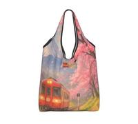 Vortithora Sac de courses pliable Fuji Mount Cherry Blossom réutilisable, sac de courses étanche