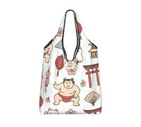 Vortithora Sac de courses pliable Kawaii Culture Japonaise réutilisable Sac de courses fourre-tout imperméable