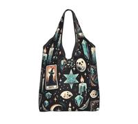 Vortithora Sac de courses pliable pour Halloween, tarot, bougies, réutilisable, sac de courses étanche