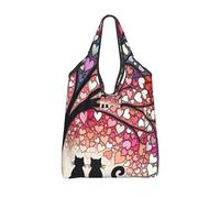 Vortithora Sac de courses pliable réutilisable et imperméable pour couple de chats amoureux