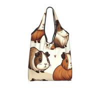 Vortithora Sac d'épicerie pliable réutilisable Kawaii-cochon d'Inde Sac de courses fourre-tout imperméable